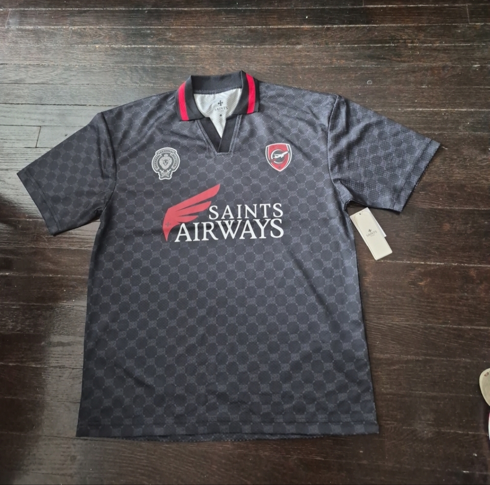SAINTS STUDIO Men’s Size Medium SAINTS AIRWAYS Soccer Jersey #5 Polo Shirt  NWT